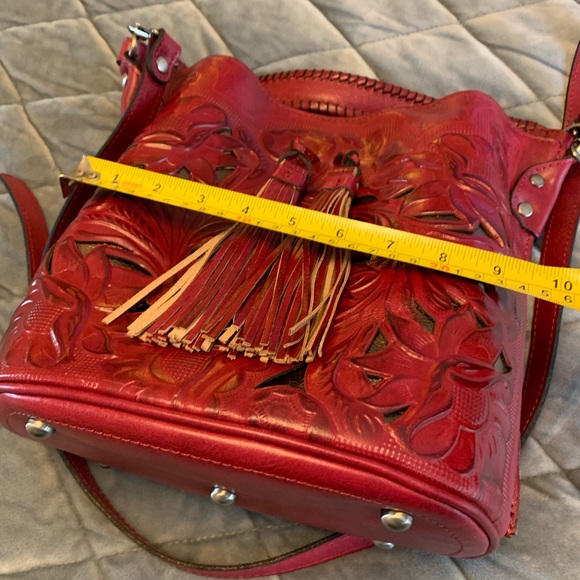 Patricia Nash Bucket Bag, Deep Scarlet Red - Picture 8 of 9